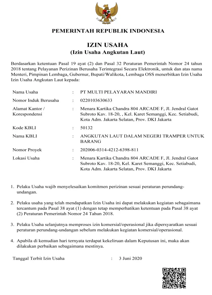 Izin Usaha Angkutan Laut