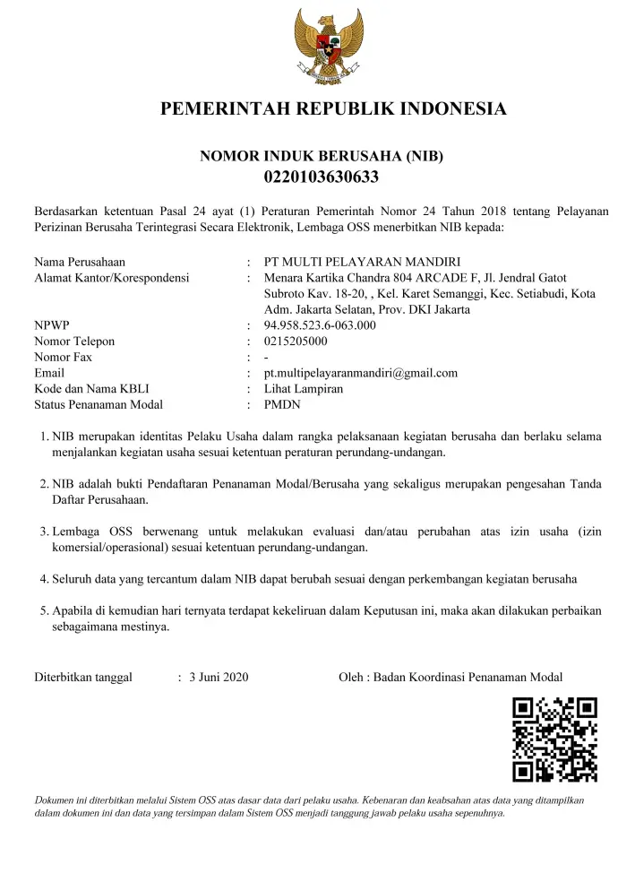 NIB - Dokumen Utama